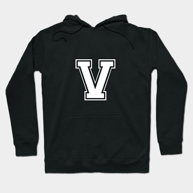 Initial Letter V - Varsity Style Design Hoodie by Hotshots